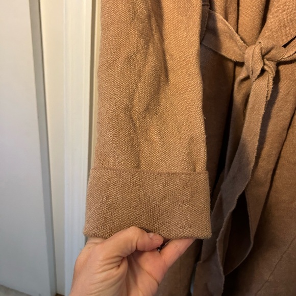 ANTHROPOLOGIE MOTH TAN COTTON WOOL BELTED CARDIGAN JACKET SIZE MEDIUM - Picture 3 of 10